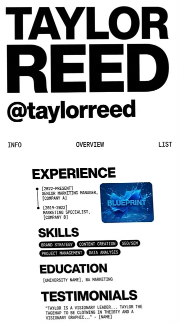 Big type resume reference